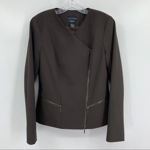 Doncaster Collection Moto Motorcycle Style Jacket Blazer Coat Brown Size 8